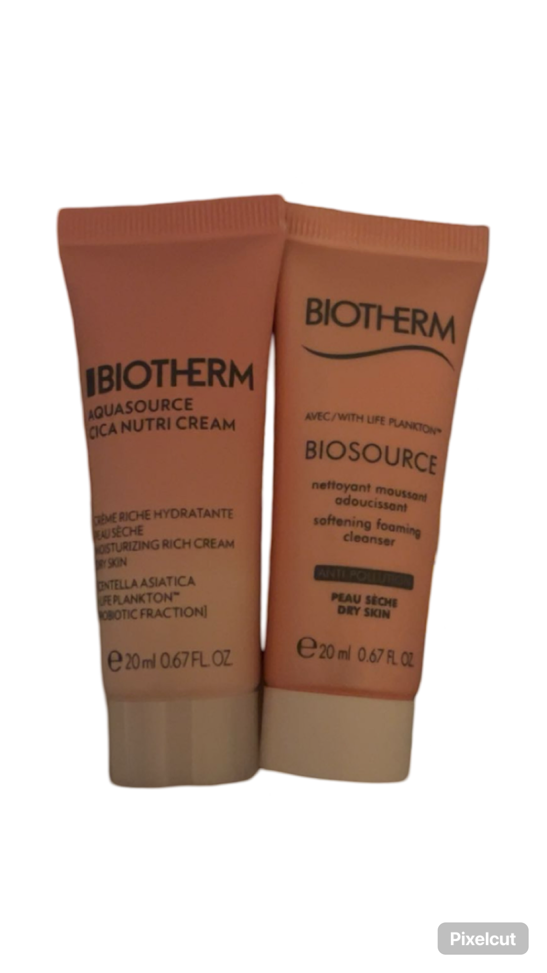 Biotherm Aqua source 20 ml et nettoyant moussant adoucissant 20 ml peau sèche